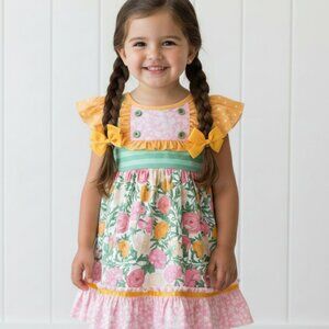 Sweet Blooms Floral Flutter Dress, girl's, Milk Silk, kids, clothing